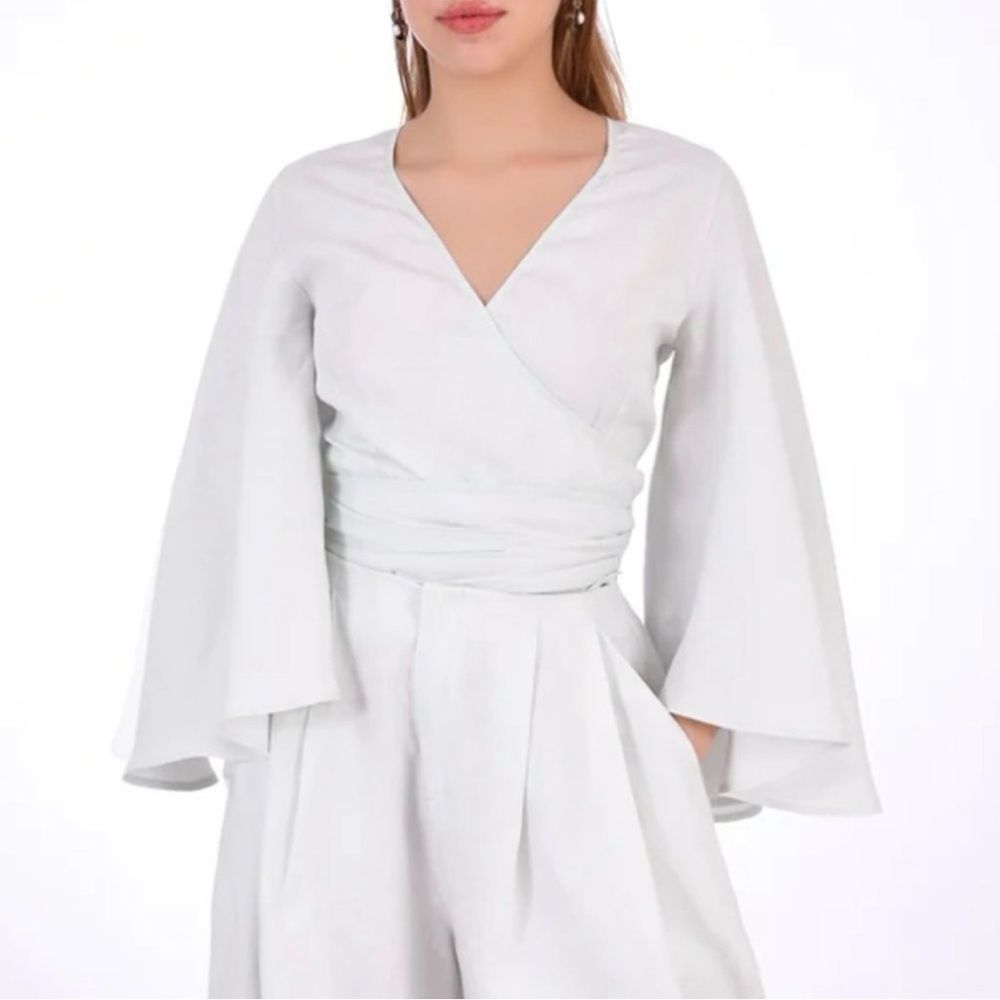 Fanm Mon Veve Linen Top in Mint Green Size M
